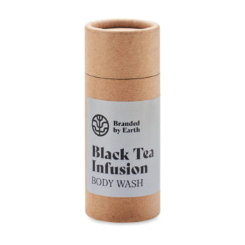 co friendly vegan body wash bar in recycled cardboard tube with branded label on top