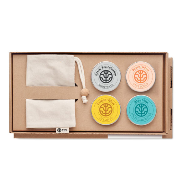 face wash and hair wash set made form vegan ingredients in a branded box for business promotions and giveaways