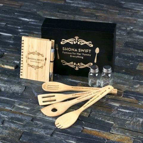Masterchef Culinary Gift Set with Keepsake Box  Personalised Utensils, Recipe Journal and Salt and Pepper Shakers